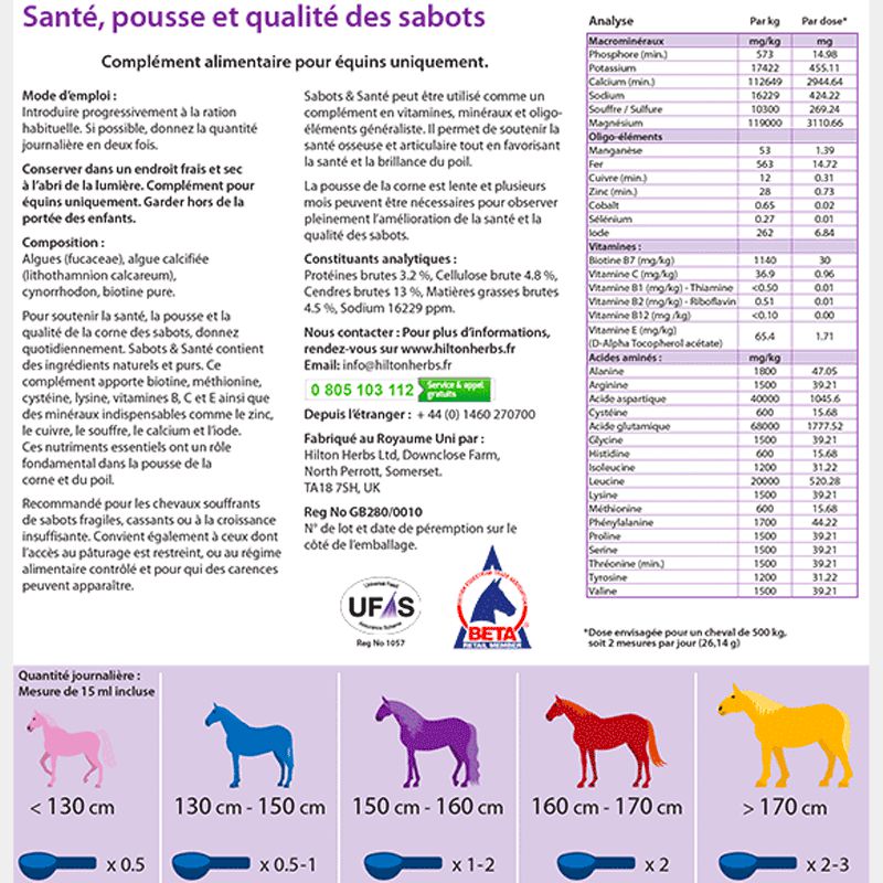 Hilton Herbs - Compléments alimentaire Enrichie en biotine Sabots & Santé 2kg | - Ohlala