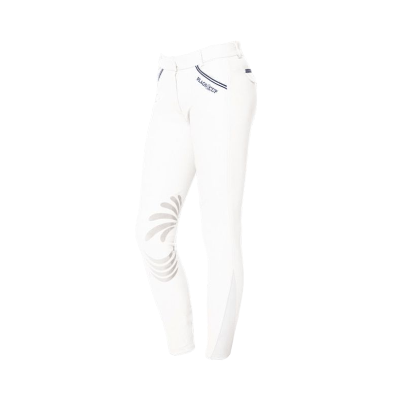 Flags & Cup - Pantalon d'équitation femme Cayenne blanc/ marine