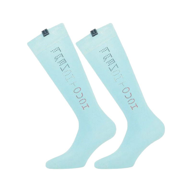 Equithème - Chaussettes d'équitation Trilogie bleu ciel | - Ohlala