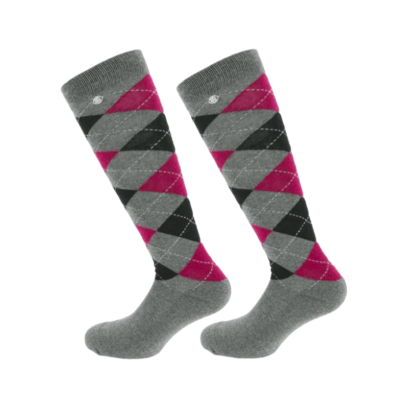 Equithème - Chaussette Argyle gris/ bordeaux (x1)