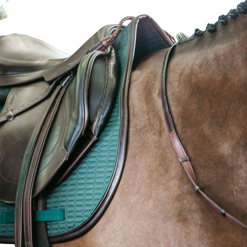 Kentucky Horsewear - Tapis de selle color edition cuir vert forêt | - Ohlala