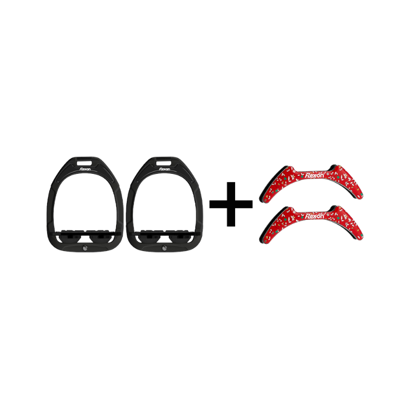 Flex On - Pack Étriers GC plat grip noir/ noir/ noir + Stickers Flex On Cottage rouge offerts | - Ohlala