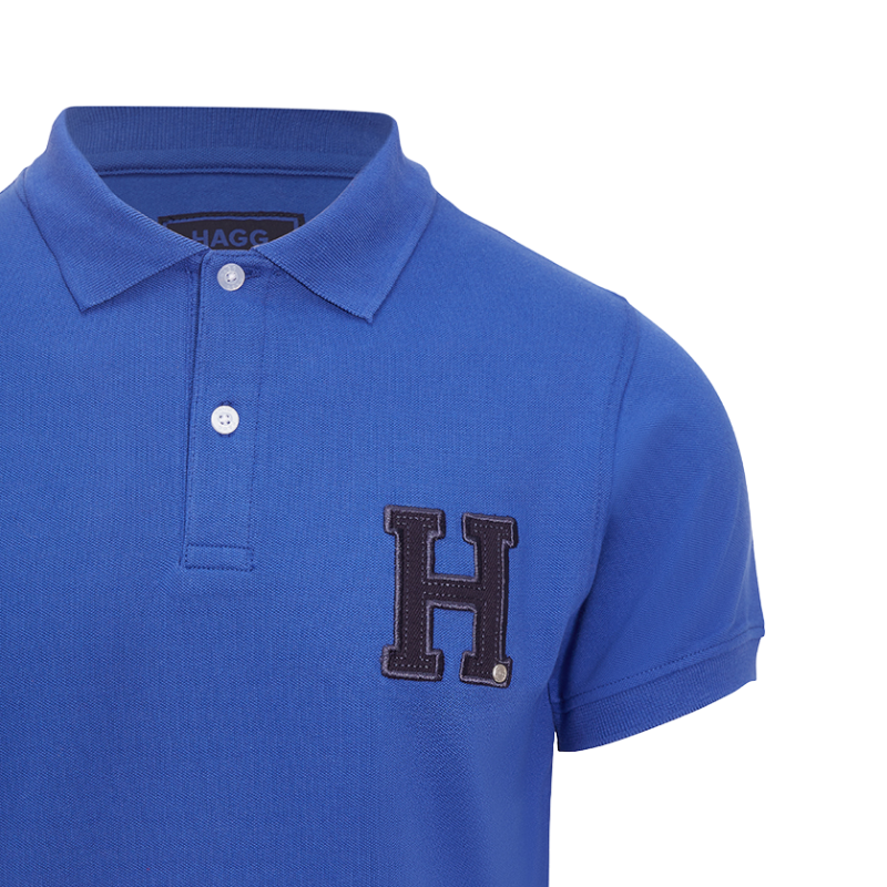 Hagg - Men's short-sleeved polo shirt in royal blue