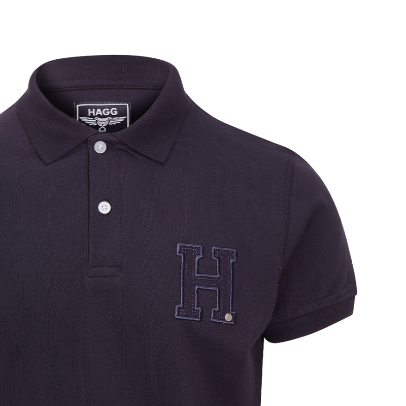 Hagg - Men's navy short-sleeved polo shirt