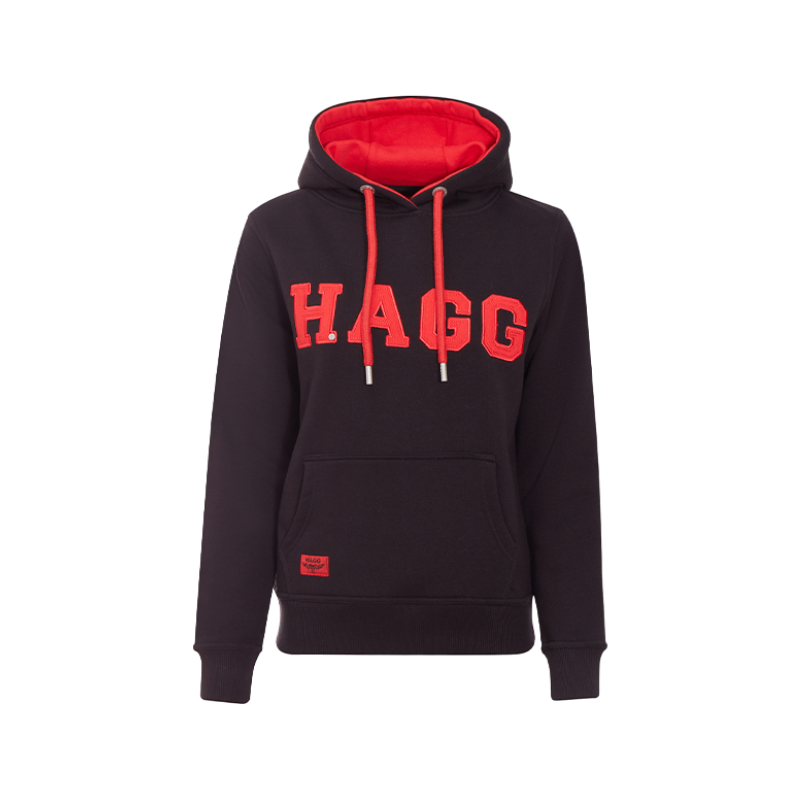 Hagg - Sweat à capuche femme noir/ rouge