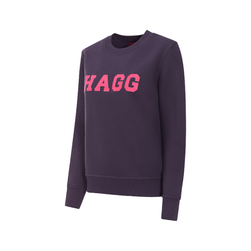 Hagg - Women's round neck sweatshirt navy/fuchsia