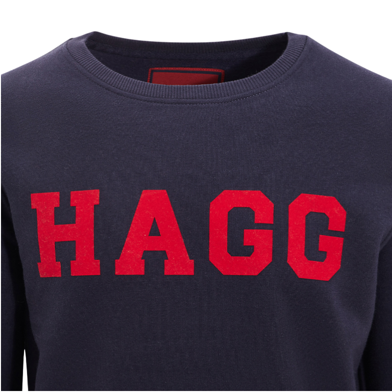 Hagg - Men's round neck sweatshirt navy/red