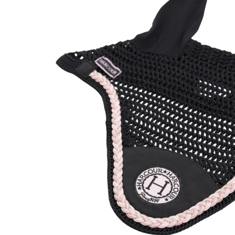 Harcour - Bonnet pour chevaux Suzette noir/ rose | - Ohlala