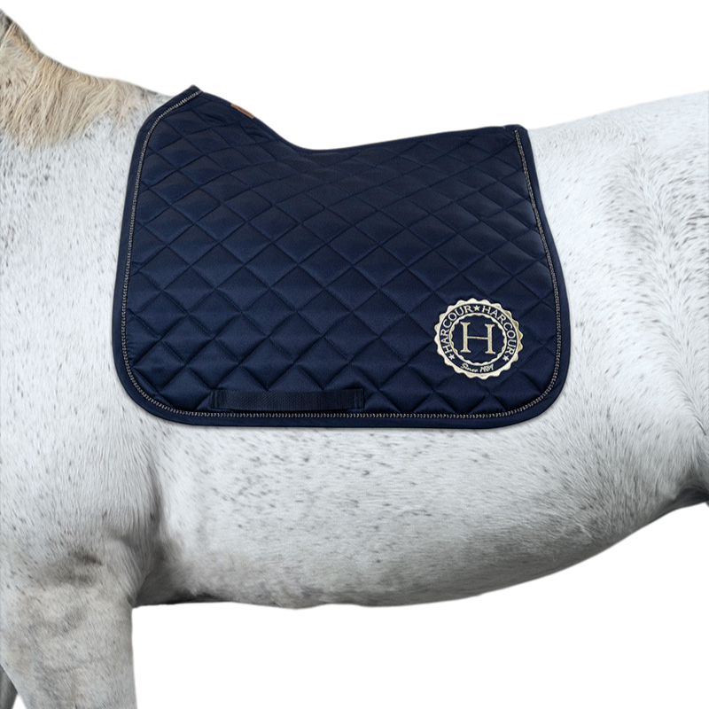 Harcour - Pack tapis de dressage Sunny et bonnet Funny marine/ light gold | - Ohlala