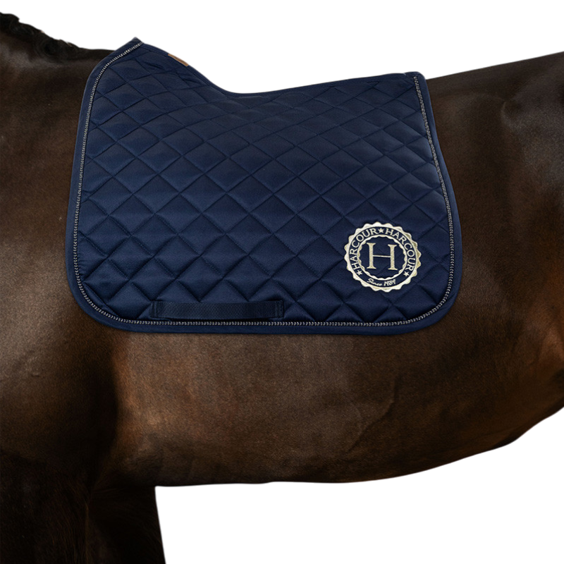 Harcour - Pack tapis de dressage Sunny et bonnet Funny marine/ light gold | - Ohlala