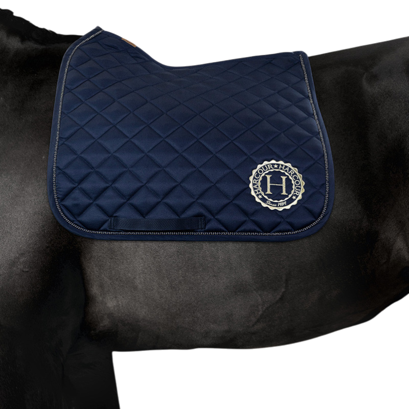 Harcour - Pack tapis de dressage Sunny et bonnet Funny marine/ light gold | - Ohlala