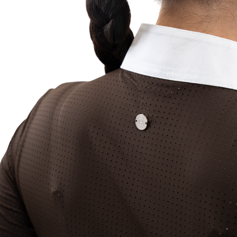 Harcour - Polo de concours manches longues femme Stella cacao | - Ohlala