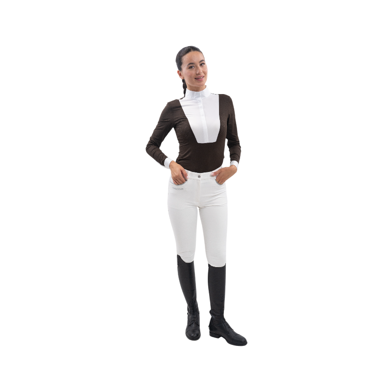 Harcour - Polo de concours manches longues femme Stella cacao | - Ohlala
