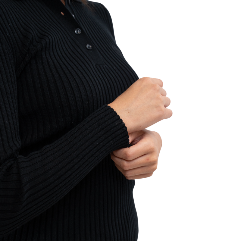 Harcour - Polo manches longues femme Aurore noir | - Ohlala