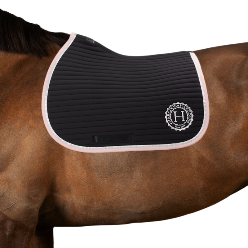 Harcour - Tapis de selle Karembar noir/ pivoine | - Ohlala