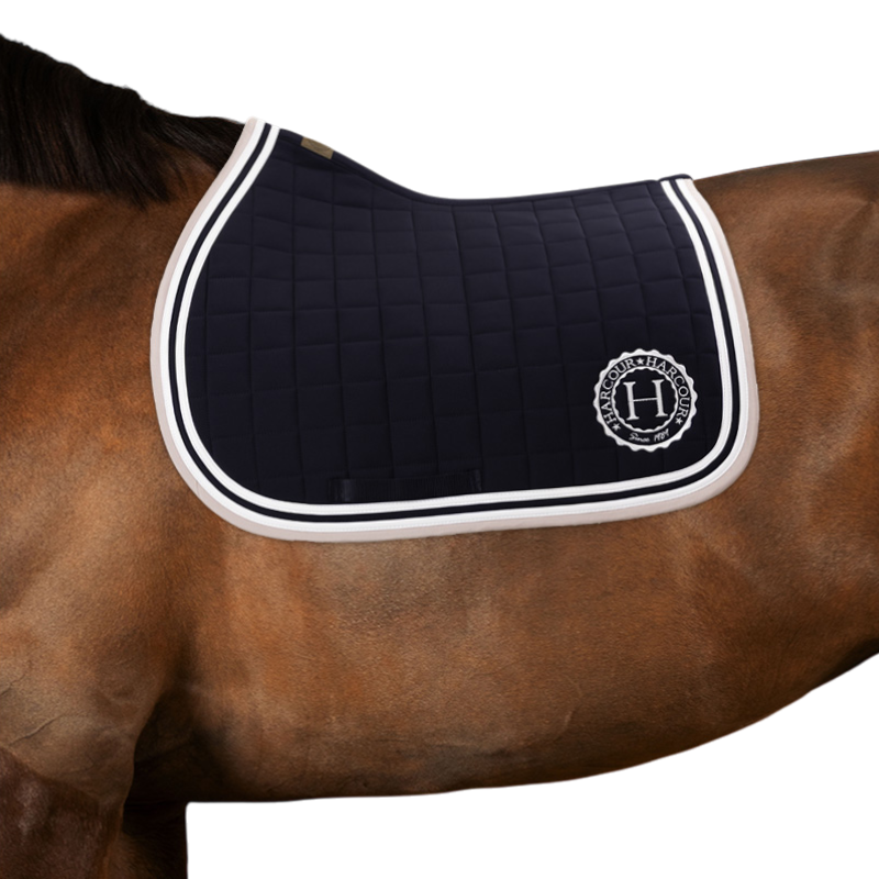 Harcour - Tapis de selle Soft marine/ pivoine | - Ohlala