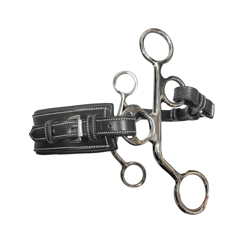 Jump'In - Hackamore cuir petites branches nez rectangle noir | - Ohlala