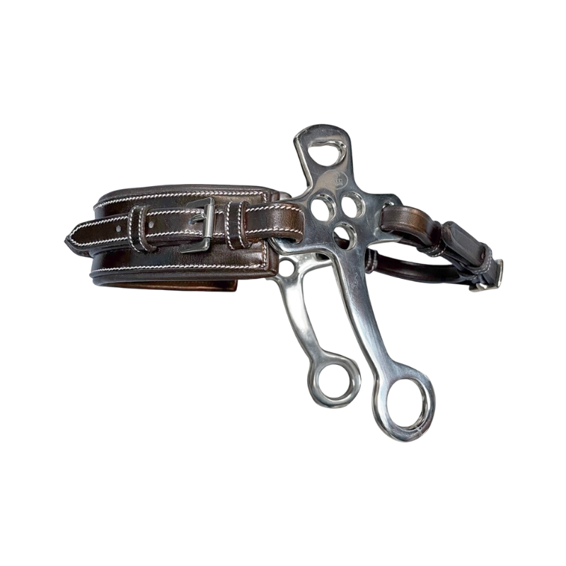 Jump'In - Hackamore nez rectangle cuir branches courtes et plates havane | - Ohlala