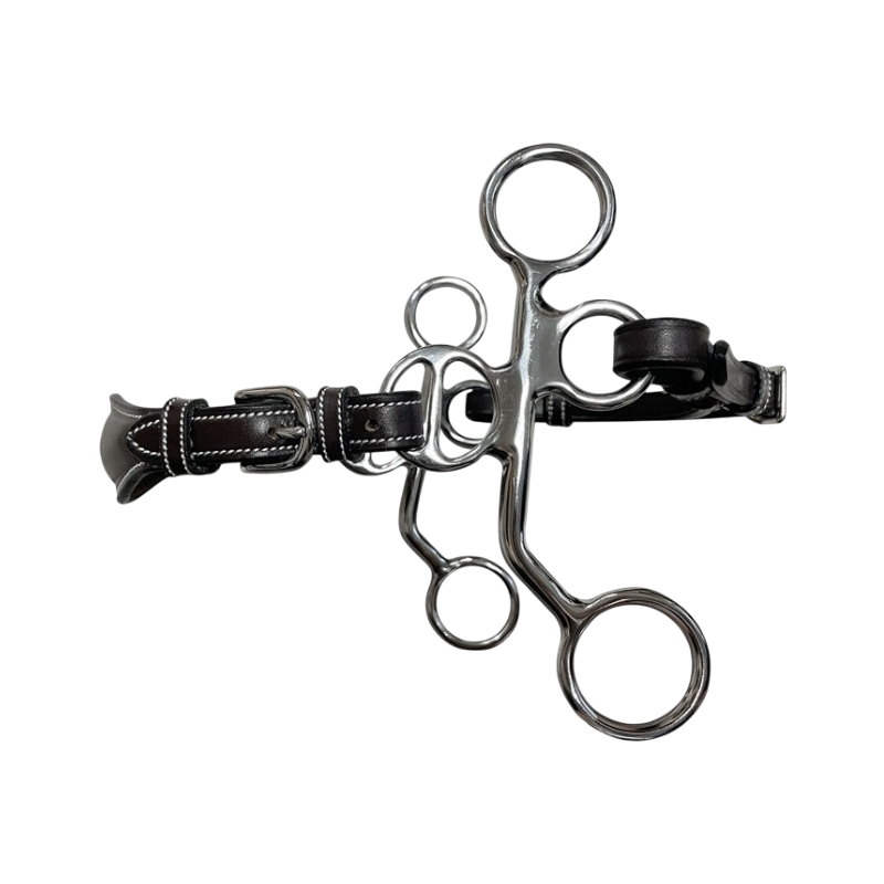 Jump'In - Hackamore cuir branches courtes poney noir | - Ohlala