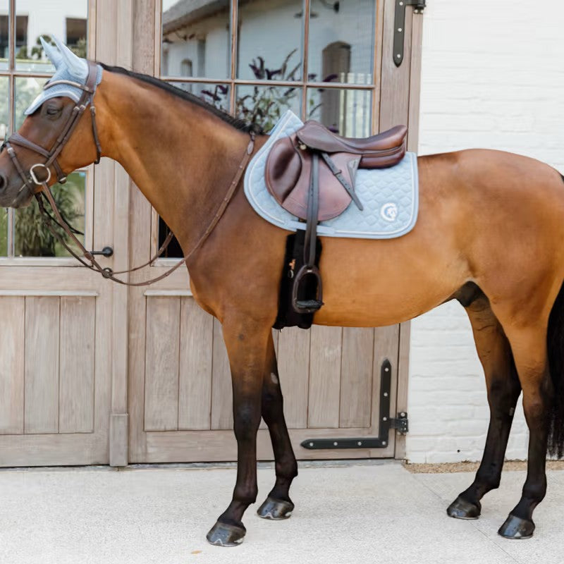 Kentucky Horsewear - Bonnet pour chevaux anti-bruits Wellington 3D Logo Rope light blue | - Ohlala