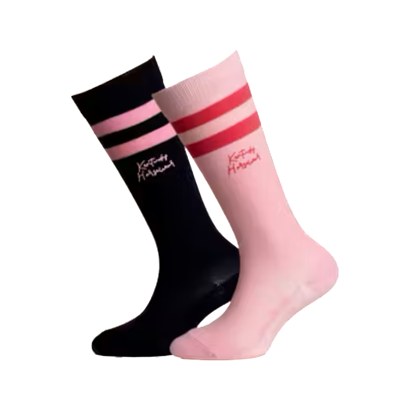 Kentucky Horsewear - Chaussettes d'équitation enfant x2 marine/ light rose | - Ohlala