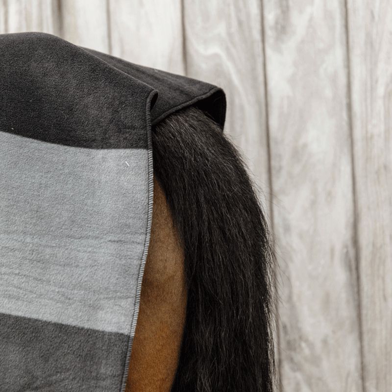 Kentucky Horsewear - Couverture séchante carré heavy stripes noir/ gris | - Ohlala