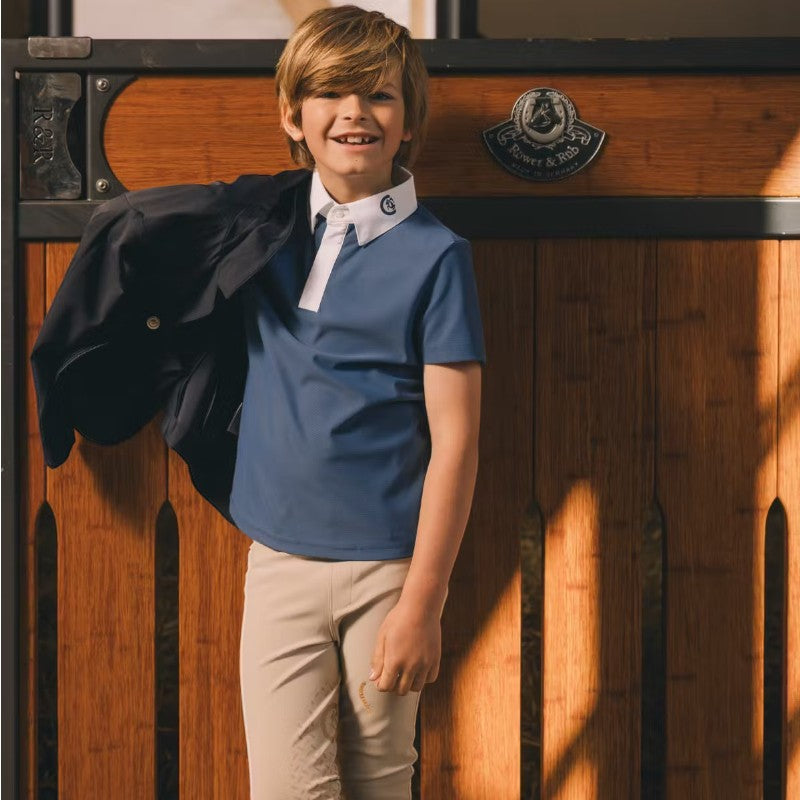 Kentucky Horsewear - Polo de concours Osaka Kids garçon manches courtes marine | - Ohlala