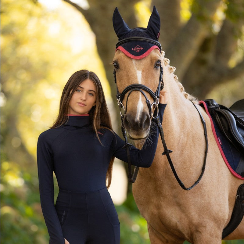 Lemieux - Bonnet pour chevaux anti-mouches Classic marine/ cranberry | - Ohlala
