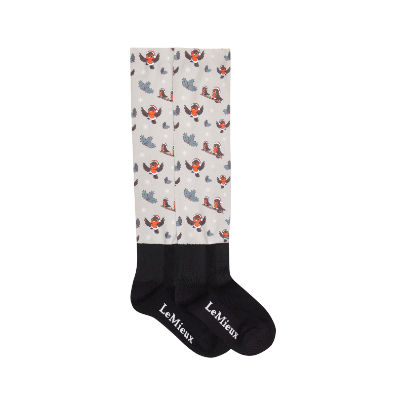 Lemieux - Chaussettes d'équitation Footsie Xmas Robins almond | - Ohlala