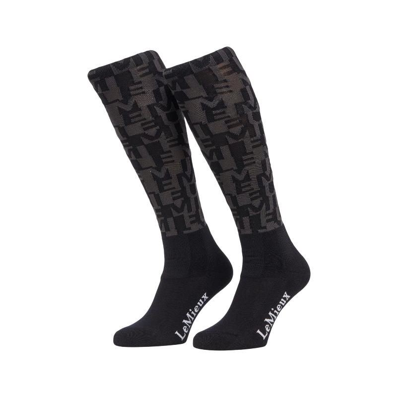 Lemieux - Chaussettes d'équitation Footsie logo AOP marine | - Ohlala