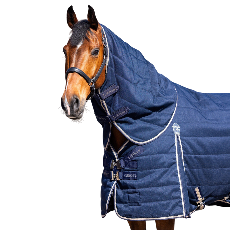 Lemieux - Couvre-cou pour chevaux d’écurie Kudos marine 50g | - Ohlala
