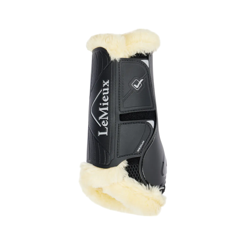 Lemieux - Guêtres de dressage Motionflex avec fourrure noir/ naturel | - Ohlala