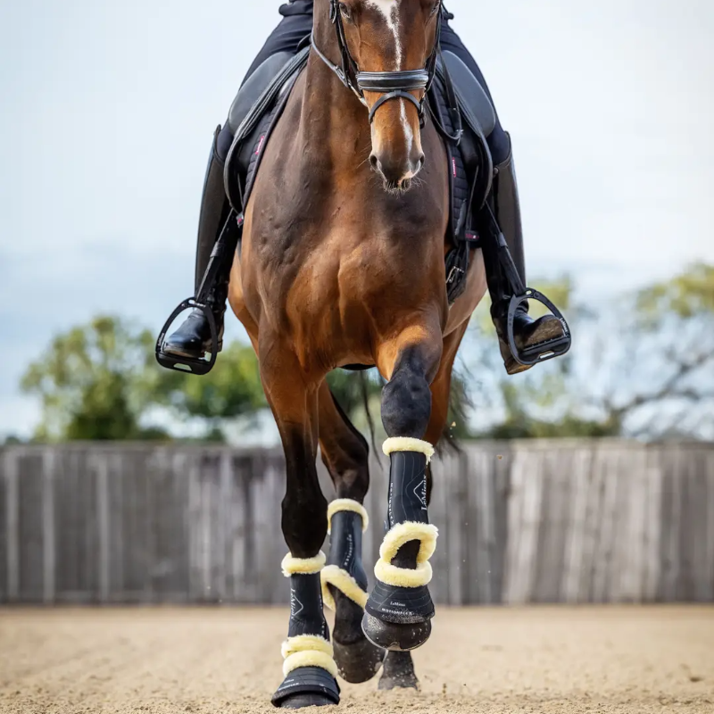 Lemieux - Guêtres de dressage Motionflex avec fourrure noir/ naturel | - Ohlala
