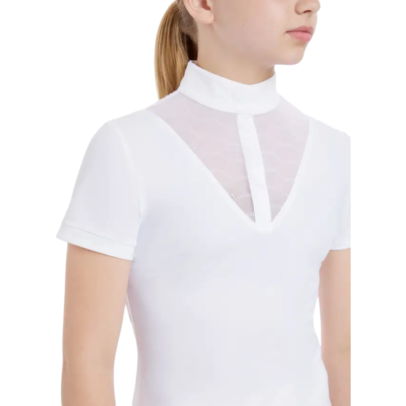 Lemieux - Polo de concours manches courtes fille Eva Young Rider blanc | - Ohlala