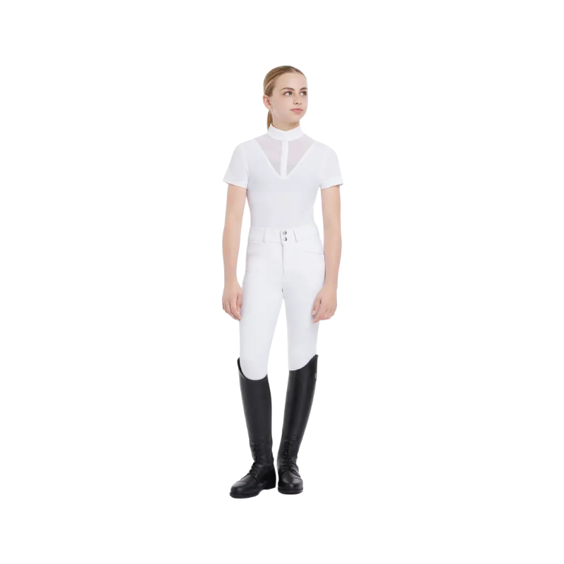 Lemieux - Polo de concours manches courtes fille Eva Young Rider blanc | - Ohlala