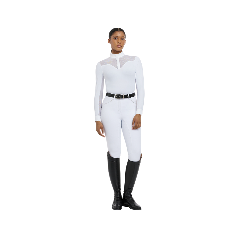 Lemieux - Polo de concours manches longues femme Emily blanc | - Ohlala