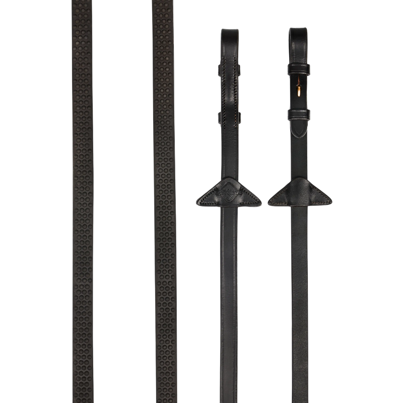 Lemieux - Rênes caoutchouc Soft marron/ laiton | - Ohlala