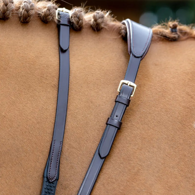 Lemieux - Rênes caoutchouc Soft marron/ laiton | - Ohlala