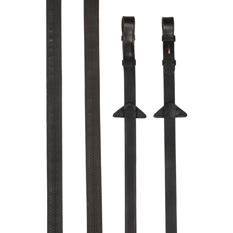 Lemieux - Rênes caoutchouc marron/ laiton | - Ohlala