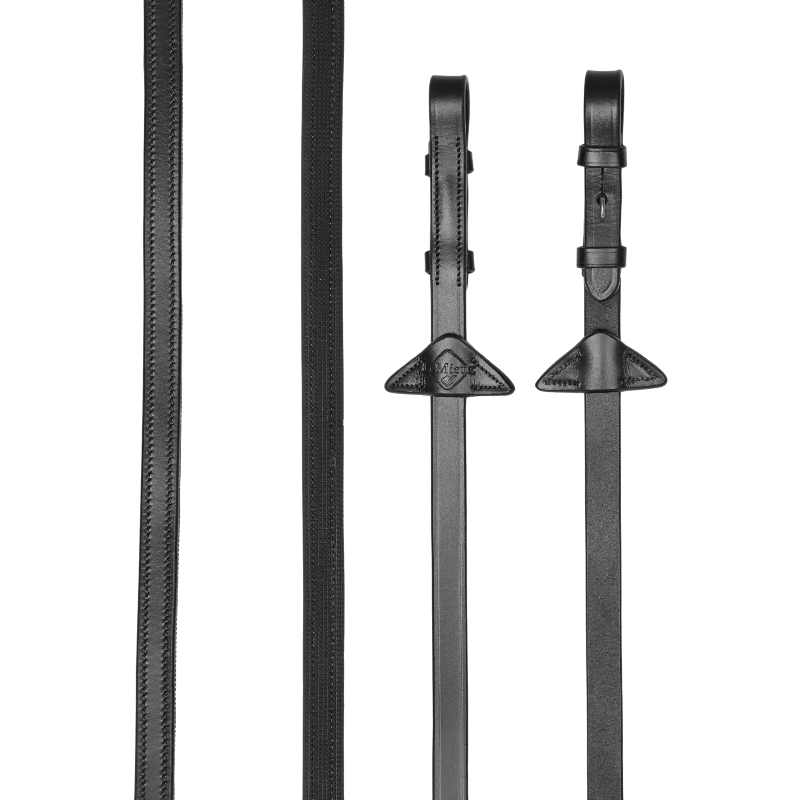 Lemieux - Rênes en caoutchouc doublées sur la moitié Rubber Half noir/ argent | - Ohlala