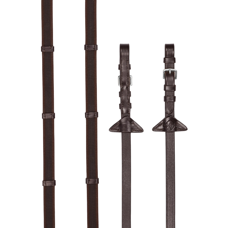 Lemieux - Rênes en caoutchouc grip Continental havane/ argent | - Ohlala