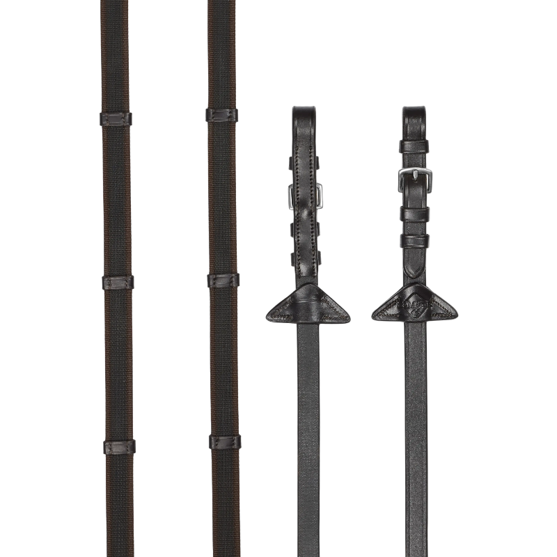 Lemieux - Rênes en caoutchouc grip Continental marron/ argent | - Ohlala