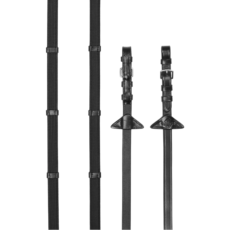 Lemieux - Rênes en caoutchouc grip Continental noir/ argent | - Ohlala