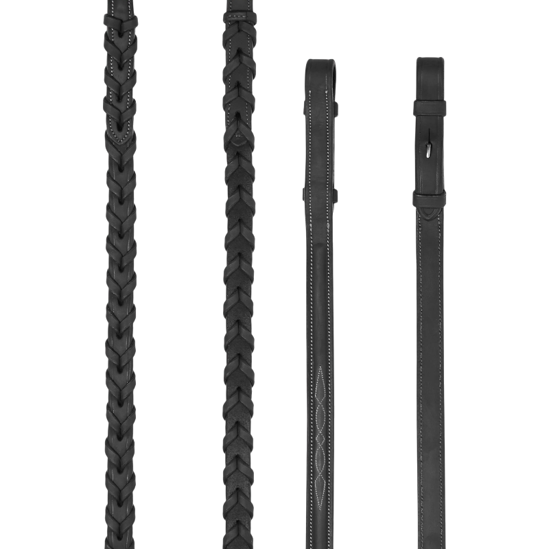 Lemieux - Rênes tressées Hunter noir/ argent | - Ohlala
