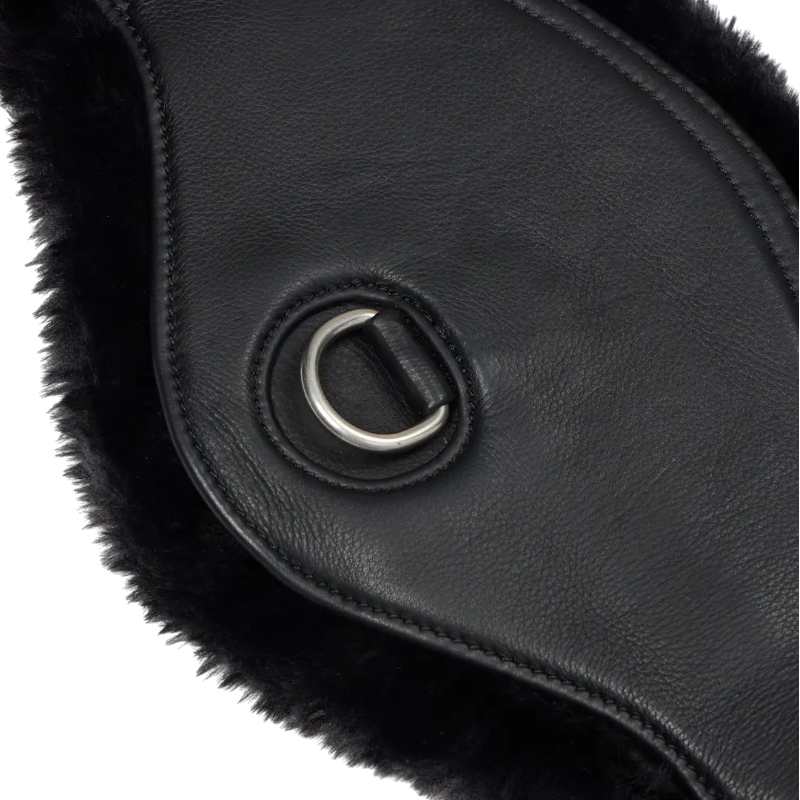 Lemieux - Sangle courte de dressage cuir doublure amovible en laine Arika noir | - Ohlala