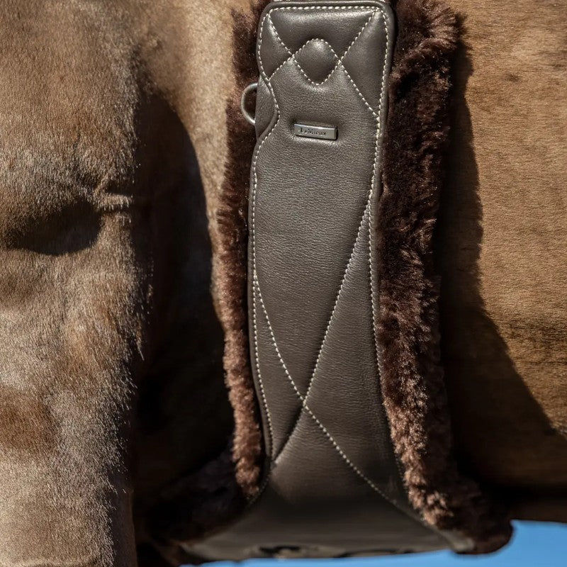 Lemieux - Sangle longue en cuir doublure amovible laine synthétique Arika marron | - Ohlala