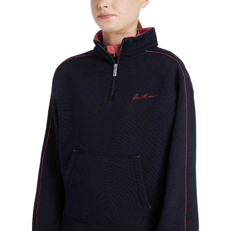 Lemieux - Sweat col zippé enfant Young Rider Kate marine/ cranberry | - Ohlala