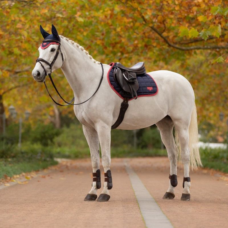 Lemieux - Tapis de selle Square Loire Classic marine/ cranberry | - Ohlala