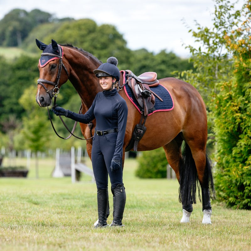 Lemieux - Tapis de selle Square suédine marine/ cranberry | - Ohlala