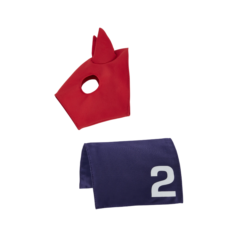Lemieux - Tapis et cagoule de course pour Toy Pony marine et rouge | - Ohlala